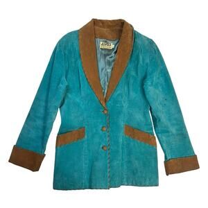 Vintage suede blazer western turquoise / teal sz M cowgirl